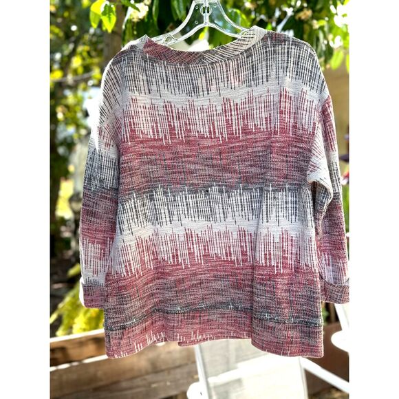 Anthropologie Postmark Woven Red Black White Etched Sunset Cuffed Top Size M - Picture 8 of 8